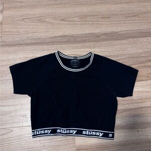 Stussy Black Tee with White Trim